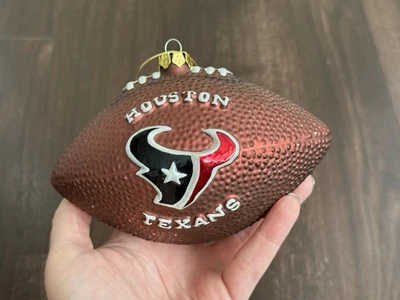 Houston Texans Glass Football Christmas Tree 3D Ornament - Image 1 of 4