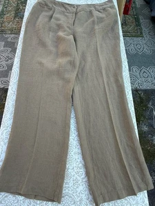 Eileen Fisher Damen Hose 18W Beige 100% Leinen Cropped Zip Fly Lagenlook LESEN - Bild 1 von 14