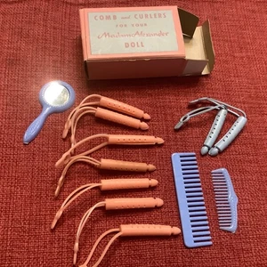 Vintage Madame Alexander Original Pink Signature Box mit Lockenwickler Kamm, Spiegel - Bild 1 von 5