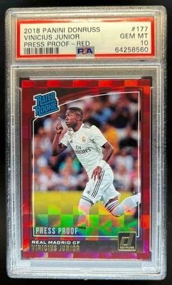 Donruss Vinicius Junior Press Proof 2018 clasificación roja novato #177 PSA 10 Foto 1 de 2