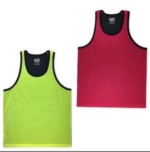 C-IN2 2-PACK Super Bright Relaxed Muscle Tank Tops - YELLOW/Black PINK/Black NWT - Picture 1 of 20