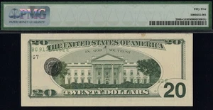 1999 $20 FRN 3RD ON REVERSE P.M.G #55 - Picture 1 of 3