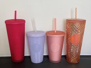 LOT OF 4 STARBUCKS 16oz & 24 OZ Studded Tumblers Purple Pink Peach FS Charity - Bild 1 von 23
