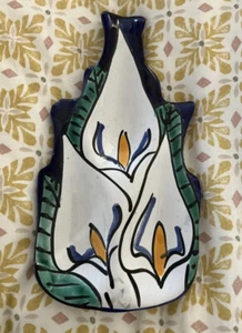 Ruth Mex Talavera Mexican Studio Pottery Hand Painted Lily Dish Platter Vintage - Picture 1 of 2