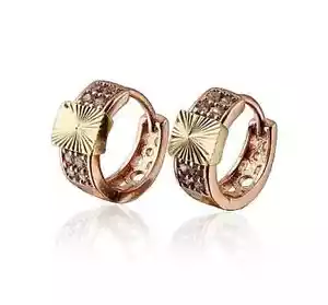 Rising Sun 18K Gold Plated Cubic Zirconia Huggie Hoop Earrings - Picture 1 of 1