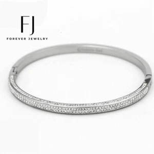 Women's 6.5" Stainless Steel 4mm Cuff Bangle Bracelet High Polish*Box - Picture 1 of 4