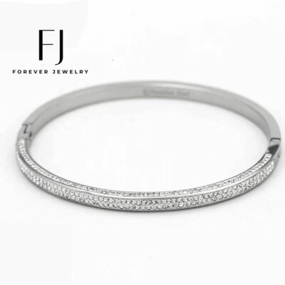 Women's 6.5" Stainless Steel 4mm Cuff Bangle Bracelet High Polish*Box - Image 1 of 4