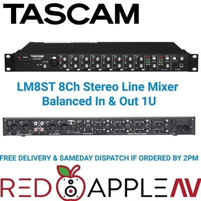 Tascam LM-8ST Stereo 8-Channel Line Mixer + Mic/Line XLR Input (1U) - Image 1 of 3