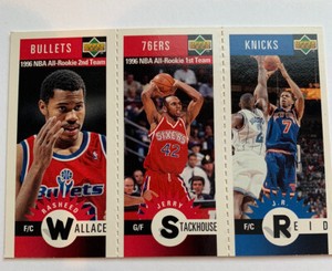 1996-97 Upper Deck M57 JR Reid, M61 Jerry Stackhouse, M89 Rasheed Wallace