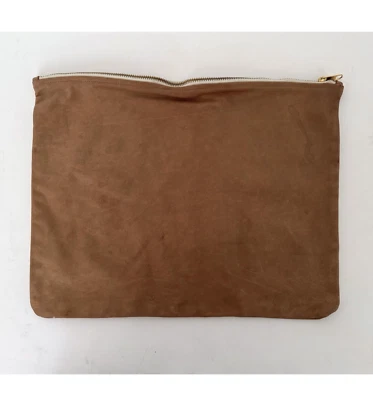 2000s vintage American Apparel leather brown tan large zip pouch carryall bag - Image 1 of 4