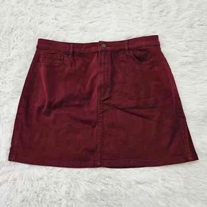 Neu mit Etikett Hollister Damen weinrot Cord A-Linie Minirock. Größe 13 - Bild 1 von 7