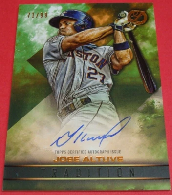 2016 Topps Legacies Green Tradition Autograph TRA-JA Jose Altuve Serial #71/99 - Image 1 of 4