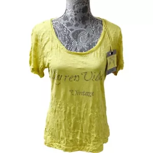 LAUREN VIDAL Vintage Sequin Womens Top SIZE Large Scoop Neck Short Sleeve NEW - Picture 1 of 11