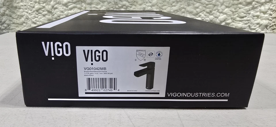 Vigo VG01042MB Ileana Single Hole Bathroom Waterfall Faucet in Matte Black Am6