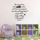 Peter Pan Come With Me Decal WALL STICKER Lettering Art Quote Disney Kids SQ130