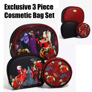 Loungefly DISNEY VILLIANS COSMETIC BAG 3 Piece EXCLUSIVE SET Ursula Cruella Bags - Picture 1 of 4