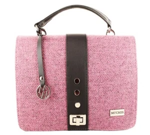 Ladies Irish Fiona Bag - Pink & Grey Herringbone - Mucros Weavers - Picture 1 of 4