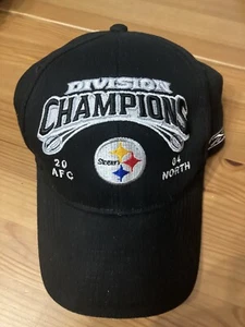 PITTSBURGH STEELERS REEBOK HAT NFL FOOTBALL 2004 AFC NORTH Division Champions - Picture 1 of 3