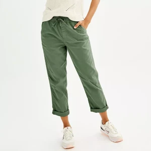 Sonoma Easy Paper Bag Waist Capri Pants Olive Green Size Large Petite Worn Once - Picture 1 of 7
