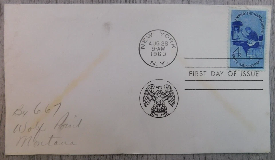 First Day Issue Employ The Handicapped 1960 Vintage Stamp Envelope Cover - Image 1 of 4
