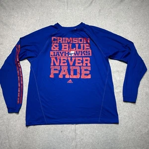 Adidas Kansas Jayhawks Shirt Mens Medium Blue ClimaLite Basektball Performance - Picture 1 of 7