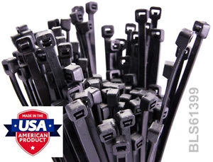 1000 USA Made TOUGH TIES 6" inch 40lb Nylon Tie Wraps Wire Cable Zip Ties Black - Picture 1 of 12