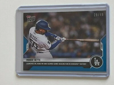 2021 Topps Now 740 Dodgers MOOKIE BETTS 08/31/21 Los Angeles BLUE Parallel 29/49 - Image 1 of 3