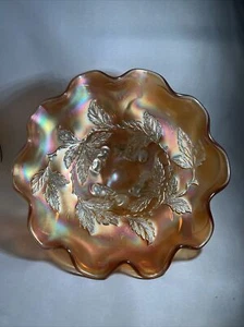 Ciotola vetro carnevale calendula vintage ciliegio diametro 8" altezza 4" - Foto 1 di 12