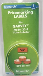 MONARCH PRICE MARKING LABELS 1-Line Fluorescent Red 3 ROLLS 925126 Sealed - Picture 1 of 2