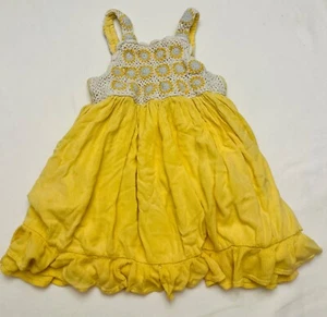 Haute Hippie Kids Style Crochet Yellow Dress 4T Boho Cottagecore  - Picture 1 of 4