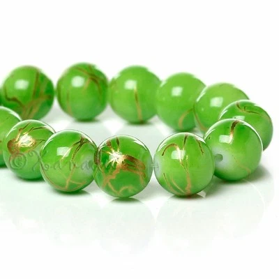 Оптовая продажа зеленое золото 10 мм круглый верстак стеклянные бусины G6678 - 75, 150 или 300 шт. - Изображение 1 из 3