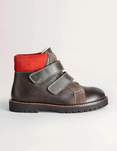 BNIB Mini Boden boys dark grey leather cosy lined boots, UK 6 (EU 39), £55 new - Picture 1 of 17