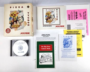1994 Vintage Pizza Tycoon Micro Prose PC game CD-ROM Big Box Complete - Picture 1 of 12