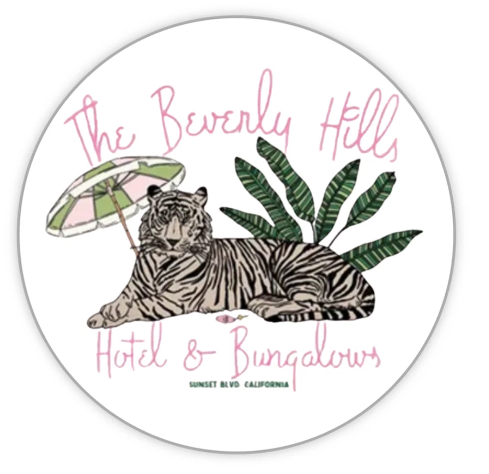 Beverly hills hotel-inspired  wood wooden sign 6" , Tiger palm tree wood sign - Imagem 1 de 1