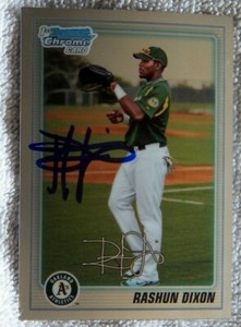 Oakland A's Athletics Rashun Dixon Signed 2010 Bowman Chrome 1st Card Auto