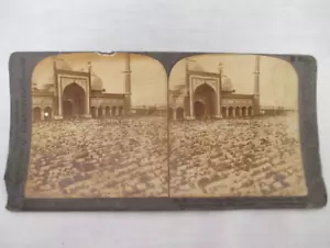 Devout Mohammedans at Prayer Time Jumma Musjid Mosque Delhi INDIA Stereoview - Picture 1 of 3
