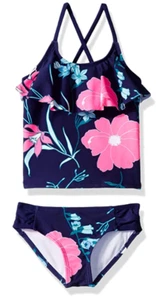 Kanu Girls' Charlotte Flounce Tankini Beach Sport 2Piece Swimsuit Paige Floral 8 - Picture 1 of 2