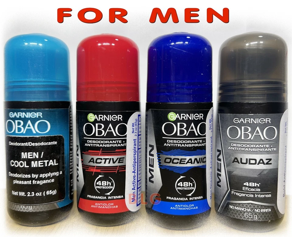 Garnier OBAO Deodorant Antiperspirant Fragrant Roll On Odor Care Men Bundle 4Pac - Image 1 of 1