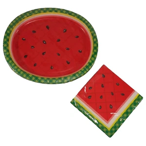 Watermelon Summer Party Plates and Napkins 10 Guests - 10 Large Plates 40 Napkin - Picture 1 of 6