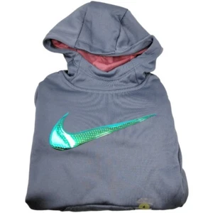 Nike Therma Dri-Fit Fleece Pullover Hoodie Girl Size 4 Ashen Slate - Picture 1 of 4