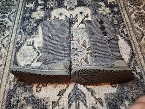 UGG 1876 Women's Cardy Classic Knit Tall Gray Sweater Boots Size 8 Shoes - Picture 1 of 10