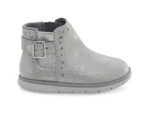 STRIDE RITE TODDLER GIRLS AGNES BOOTS LEATHER PERFORATED STARS GRAY SIZE 9M - Picture 1 of 13