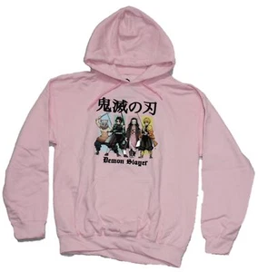 Demon Slayer Kimetsu no Yaiba Pink 4 Panel Action Pose Hoodie - Picture 1 of 1