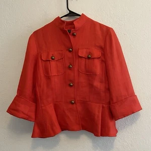 Ralph Lauren Womens Size 6 Orange Linen Casual Military Style Jacket - Picture 1 of 7