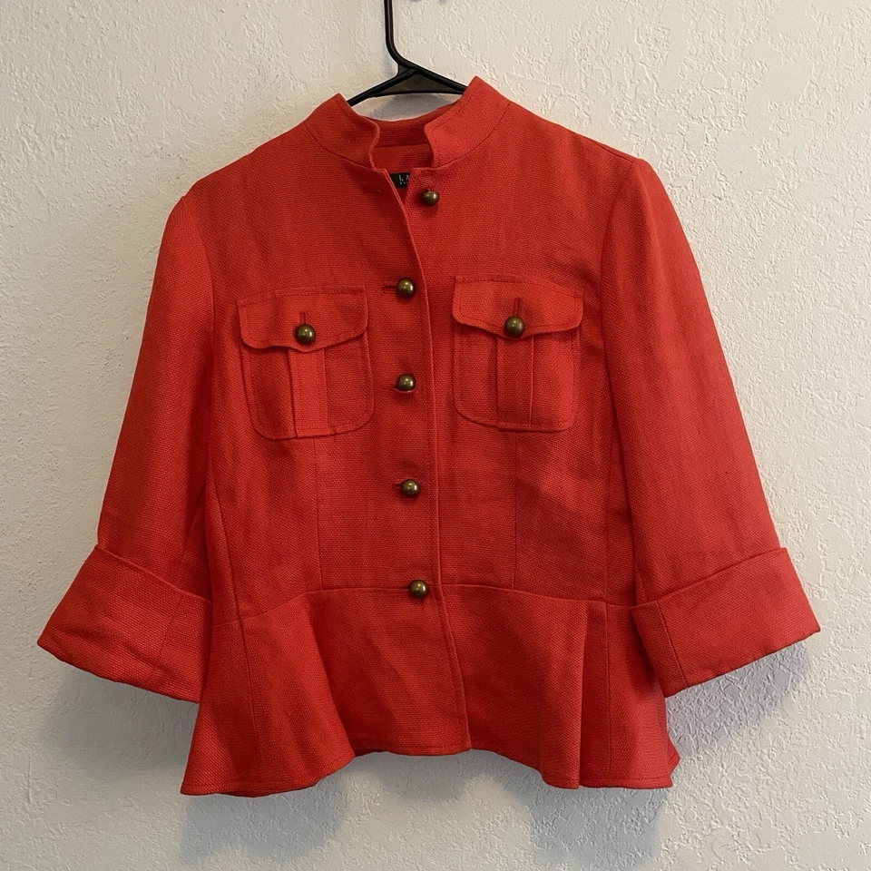 Chaqueta Ralph Lauren Mujer Talla 6 Naranja Lino Informal Estilo Militar Foto 1 de 4