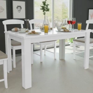 Contemporary Kitchen Dining Table White 140cm Sturdy Rectangle Dinner Furniture - Picture 1 of 5