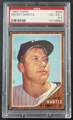 Mickey Mantle PSA 4.5 1962 TOPPS BÉISBOL #200 YANKEES 9963 Foto 1 de 2