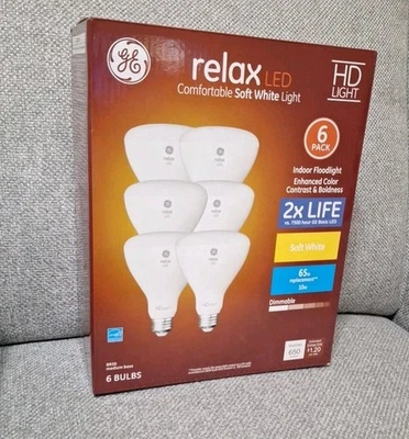 GE Relax LED - 6-Pack - Soft White - Indoor Floodlight Bulbs - 65w Dimmable - Image 1 of 4