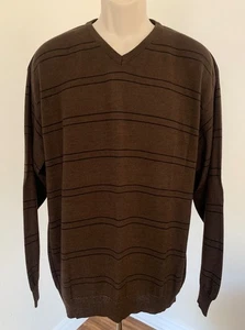 PARIENTI L’UOMO Herren V-Ausschnitt braun gestreift Strick Pullover Oberteil Bluse Italy Gr. XL - Bild 1 von 24
