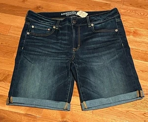 American Eagle Shorts Womens 14 Dark Wash Skinny Bermuda Super Stretch Denim NWT - Picture 1 of 9